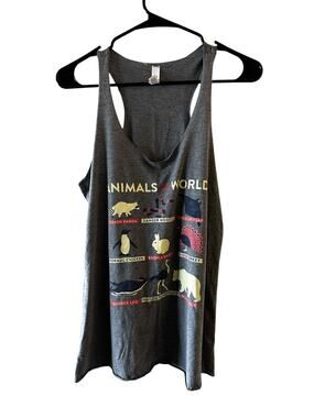 Bella + Canvas Gray Animals of the World Lightweight Tank Top Women Sz L